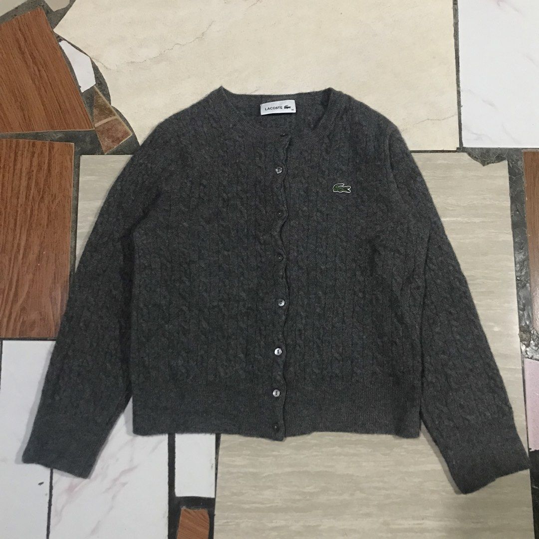 Lacoste Cable Crew Neck Cardigan (Category: Coats, Jackets and Outerwear) located in Bacolod City. Submitted by cdargg (Listing ID 1451234164, Image 2). Description: Lacoste Cable Crew Neck Cardigan ‘Grey’ (Wool) Size: 36 (Small) Dimension: Width - 16’ Length - 19’ Sleeve - 18.5’ Excellent No Issue/Flaws .