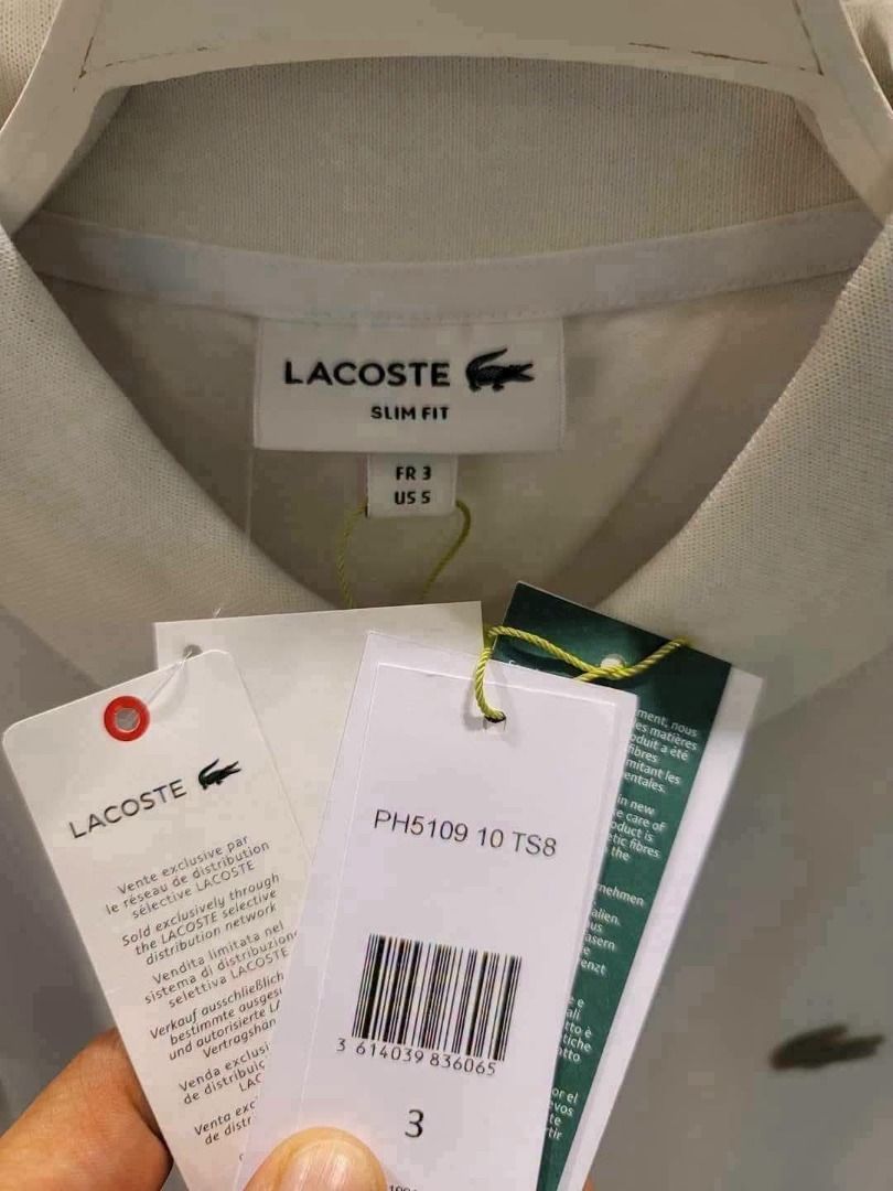 Lacoste Slim Fit Polo Size 2,3 & 4 (Category: Tshirts & Polo Shirts ) located in Santa Rosa. Submitted by omnicronzxc (Listing ID 1451286858, Image 3). Description: Brandnew with tags ₱ 2,800 each add shipping JnT Item: FOR HIM Slim Fit Size: 2 Width: 17.5 Length: 27 Size: 3 Width: 18.6 Length: 27.5 Size: 4 Width: 20 Length: 28 5 COLOR: WHITE.