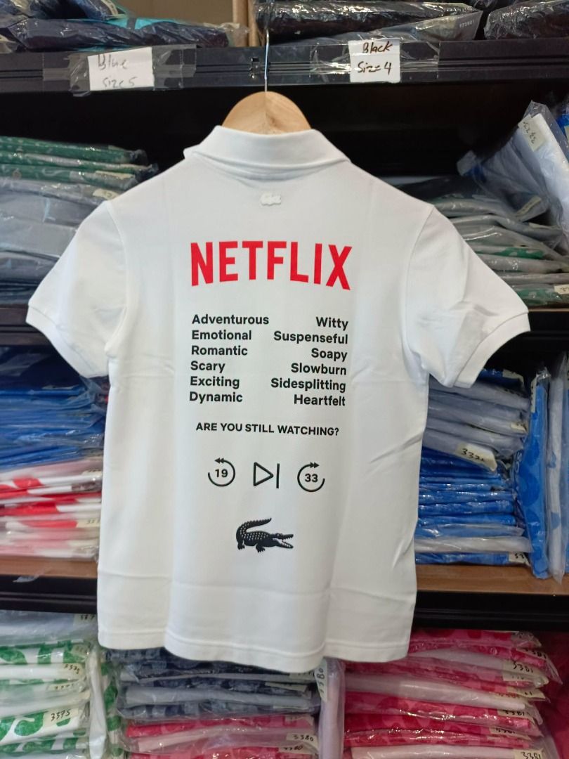 Lacoste x Netflix Kids Size 10A & 12A (Category: Babies & Kids Fashion) located in Santa Rosa. Submitted by omnicronzxc (Listing ID 1451283441, Image 3). Description: brandnew with tags ✅₱2,600 each add shipping JNT PO 🔴️Size 10A: 15.5 x 21 🔴️Size 12A: 16.5 x 22.5 .