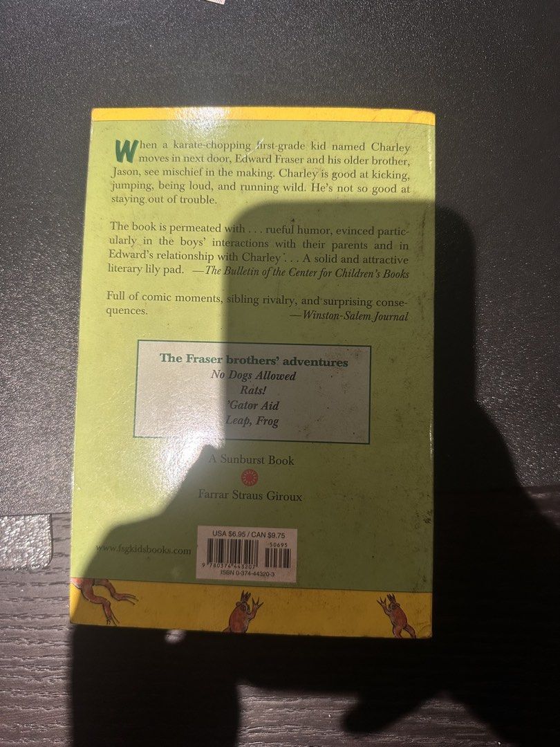 Leap, Frog by Jane Cutler - Children's Chapter Book (Category: Children's Books) located in Quezon City. Submitted by kl.secondhand (Listing ID 1451312149, Image 3). Description: - Title: Leap, Frog - Author: Jane Cutler - Illustrator: Tracey Campbell Pearson - Series: The Fraser brothers' adventures - Genre: Humorous chapter book - Ideal for: Young readers who enjoy funny stories and sibling rivalry - Publisher: Farrar Straus Giroux - Imprint: A