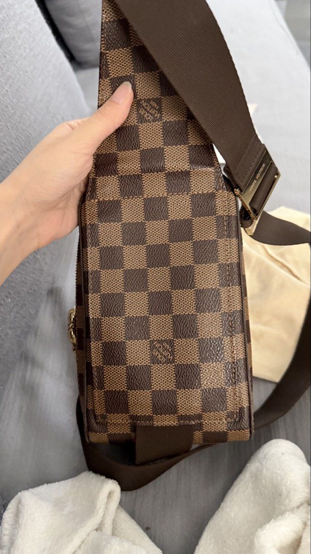 Louis Vuitton Damier Ebene Canvas Geronimo Sling Bag (Category: Luxury Bags & Wallets) located in Manila. Submitted by immelizza (Listing ID 1451197459, Image 1). Description: - Authentic Louis Vuitton sling bag - Damier Ebene canvas with classic checkered pattern - Adjustable strap with gold buckle - Small interior pocket - Ideal for everyday use - Comes with original dust bag HAVE ENTRUPY Bought from purse maison - can meet up where you can get