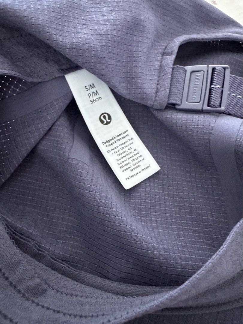 Lululemon Cap S/M (Category: Caps & Hats) located in Makati City. Submitted by tinkerboy (Listing ID 1451154048, Image 1). Description: - Lululemon Cap - Size: S/M (fits 56cm) - Designed in Vancouver - Made with recycled materials - Breathable design with perforations - Adjustable strap at the back - Ideal for sports or casual wear.