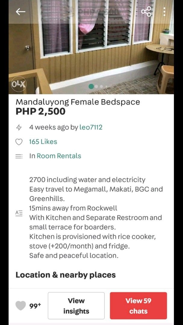 mandaluyong room for rent (Category: Room Rentals) located in Mandaluyong City. Submitted by leo7112 (Listing ID 1451321225, Image 1). Description: DM for inquiries.