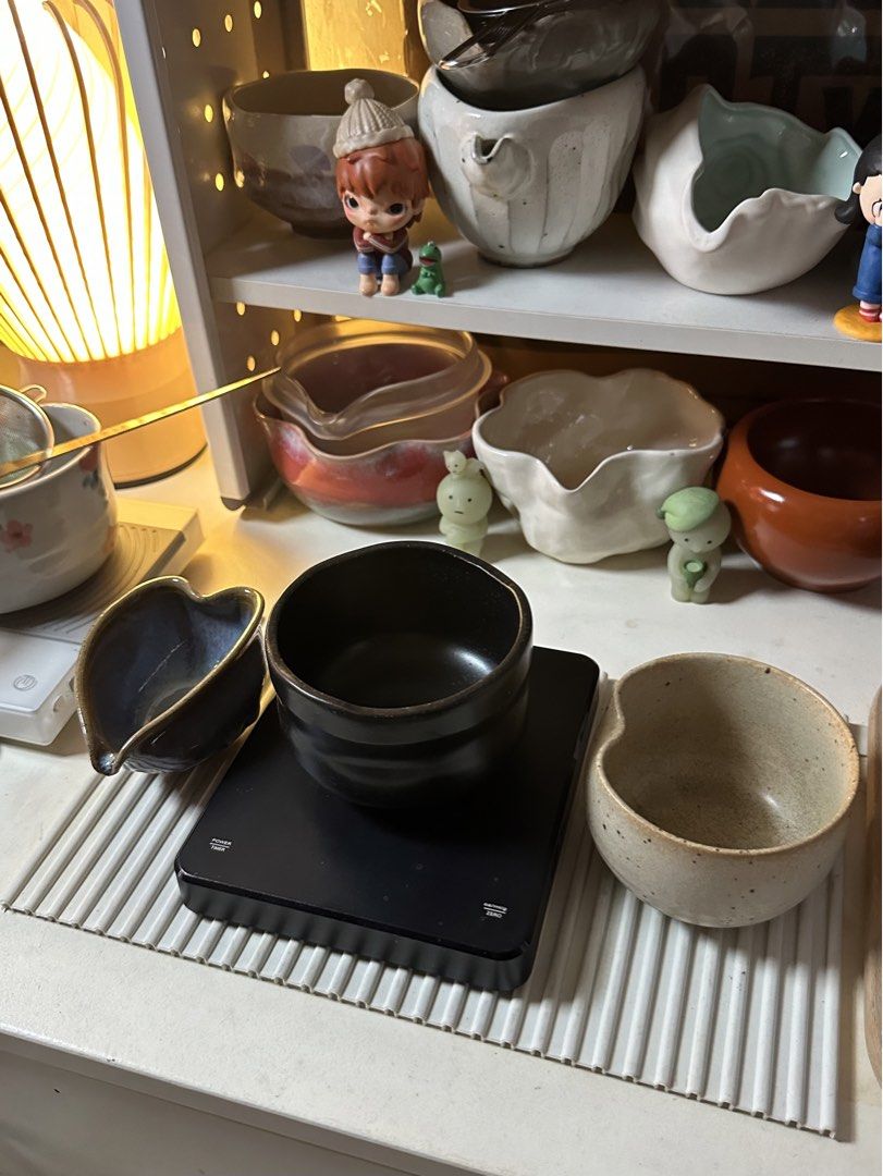 Matcha Chawan, Scale & Pourer (Category: Health Monitors & Weighing Scales) located in Malabon City. Submitted by heyatenicole (Listing ID 1451215031, Image 1). Description: for sale: • digital scale - 300 • black travel size chawan - 500 • beige travel size chawan - 200 • heart pourer - 500 📍Malabon.