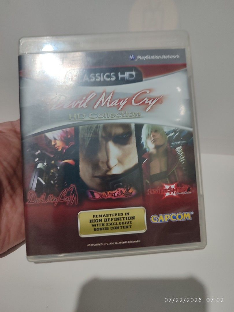 PS3 - Devil May Cry HD Collection (PRE-LOVED) "R3" (Category: PlayStation) located in Mendez-Nunez. Submitted by sf2_gameshop (Listing ID 1451158393, Image 2). Description: PLEASE READ The disc contains Devil May Cry games parts 1 to 3. CONDITION: a pre-loved item, in very good condition. Tested working. It comes with a game manual. GENRE: Action-adventure, hack and slash MODE: Single-player REGION: 3 - Asia VOICE: English TEXT: English MANUAL: E