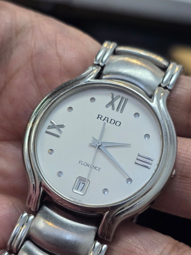 Rado Florence Celeste Silver Dial Men's Watch (Category: Luxury Watches) located in Taguig. Submitted by mluxeph (Listing ID 1451193628, Image 3). Description: Rado Florence Celeste Silver Dial Men's Watch Reference #: 115.3777.4 Movement: Quartz Case Size: 35mm / 36mm (with crown) Case Material: Stainless steel Strap Size: 6.25” / 7.5” (with face) Crystal: Sapphire Water Resistance: 100m Dial Type/Color: Analog / Silver Calendar: Date display Ba