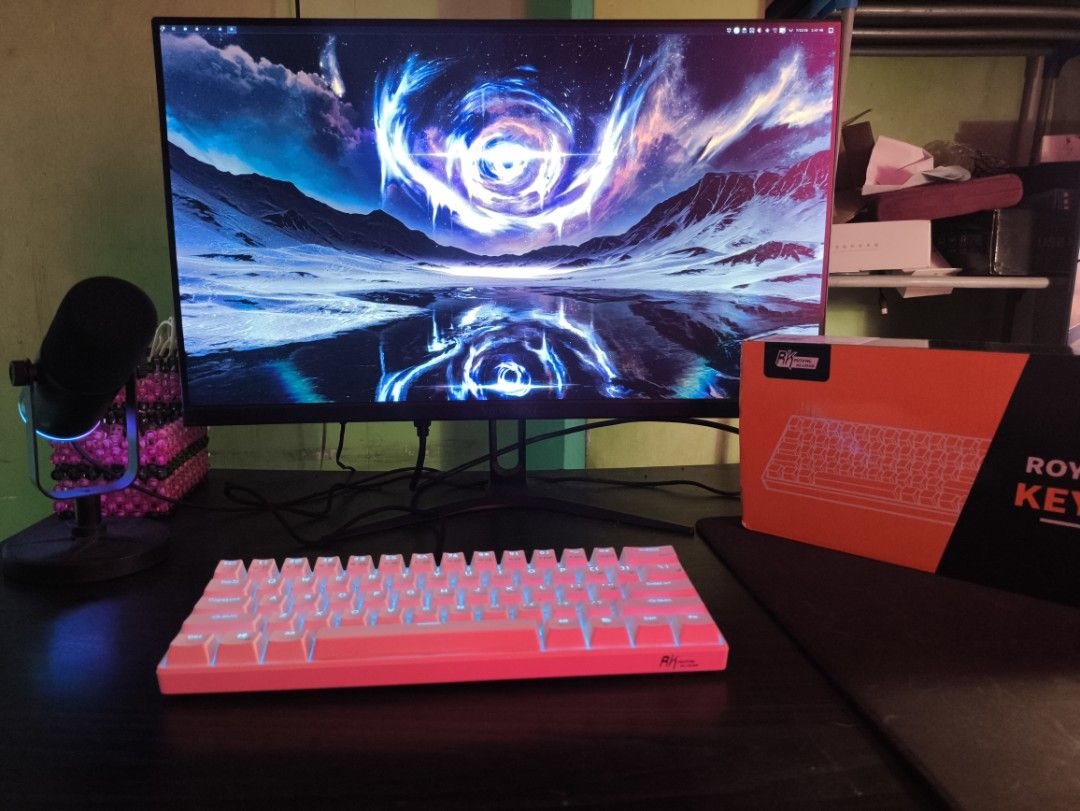 RK61 TRI MODE (Category: Computer Keyboard) located in Las Pinas. Submitted by jeyygrc (Listing ID 1451183109, Image 1). Description: ISSUE AGAD - can be only used as wired, degraded battery. MODS: - white tapes - plastic white bubble wrap Stock Brown Switches 📍 BF INT'L CAA.