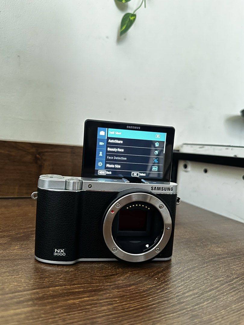 Samsung NX3000 Camera (BODY ONLY) (Category: Cameras) located in Rizal. Submitted by andreaoooh (Listing ID 1451184971, Image 2). Description: ‼️BODY ONLY (LENS NOT INCLUDED) 📸 20.3MP APS-C CMOS Sensor 🎥 Full HD 1080p Video Recording 📱 Wi-Fi & NFC Connectivity 🔄 Flip-up LCD Screen ⚡ ISO 100–25,600 Inclusions: ✅ Samsung NX3000 Camera BODY ONLY ✅ Lens Cap ✅ Original External Flash ✅ Battery Condition: ✔️ Camera powers on and takes photos ✔️ LCD