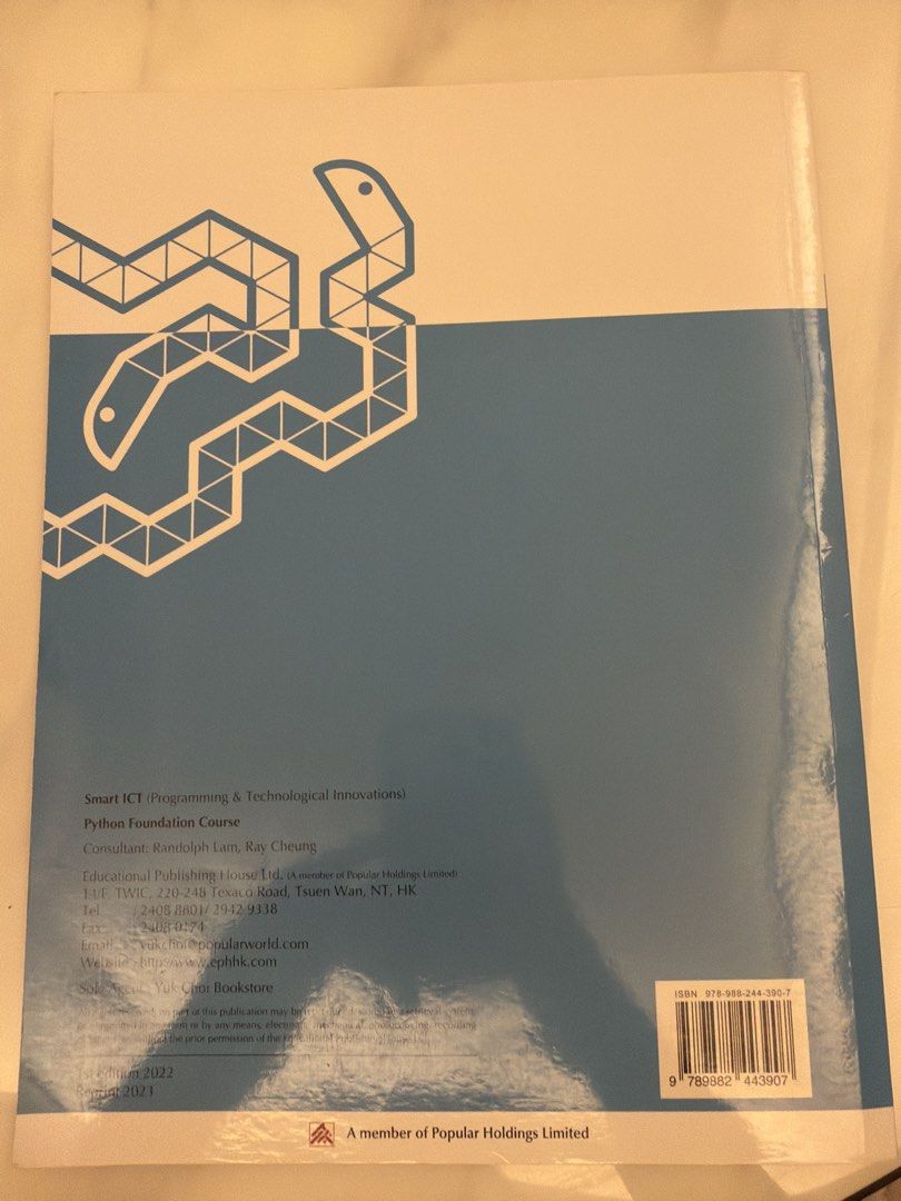 Smart ICT Python Foundation Course （分類：教科書）位於 Hong Kong。 由 xzkysqjt7712834 提交（商品編號 1451250237，圖片 2）。簡介： 正版 新淨 全新 無原子筆highlight痕跡 限面交。