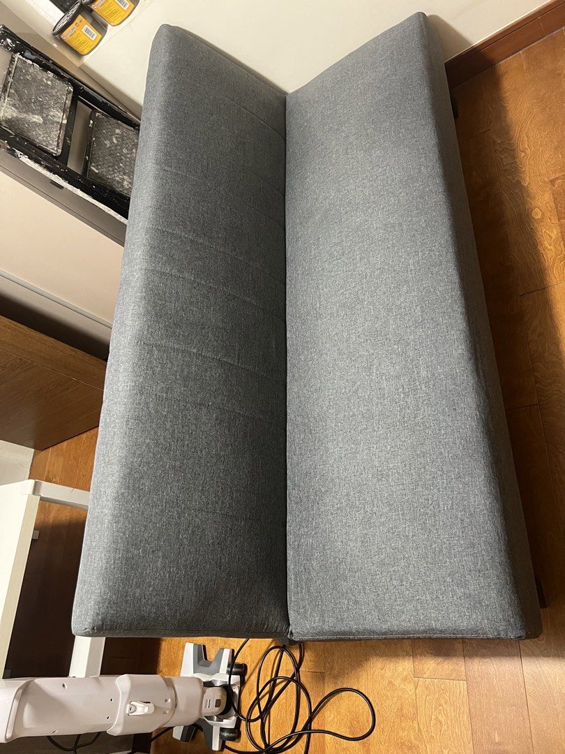 Sofa bed (Category: Sofas) located in San Juan City. Submitted by cjyurealestate (Listing ID 1451221355, Image 3). Description: Powder Blue/grey color Dimensions: 165cm (L) x 91cm (W) x 35cm (Height) Condition : 9.5/10 Pick up in San Juan Gcash payment.