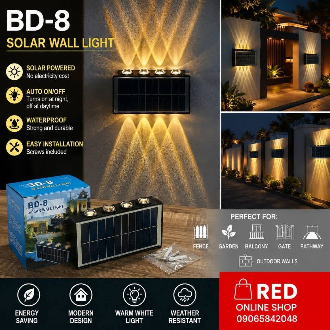 Solar Wall Light (Category: Lighting) located in Manila. Submitted by redonlineshop (Listing ID 1451155424, Image 1). Description: Solar Wall Light ₱399 Brand New same day delivery COD.
