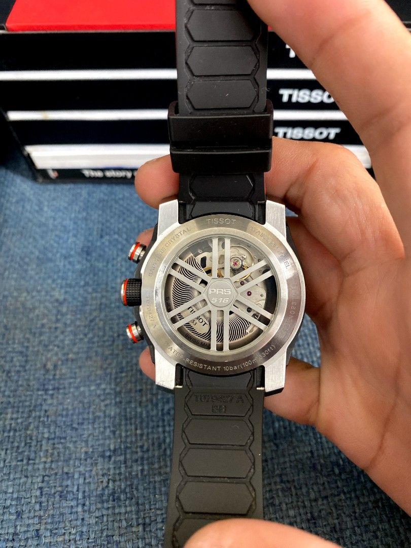 Tissot Chronograph Automatic Watch (Category: Luxury Watches) located in Dipolog. Submitted by jrluxurywatch (Listing ID 1451293860, Image 2). Description: Tissot PRS 516 Extreme T Sports -Authentic Swiss made -Automatic Chronograph movement -Reference no(T079.427.27.057.00) -Calibre (ETA C01.211) -Bezel tachymeter -Dial color: black -Luminous hands and marker -100m water resistant -Sapphire glass -Stainless steel case -Rubber strap -Case size 44