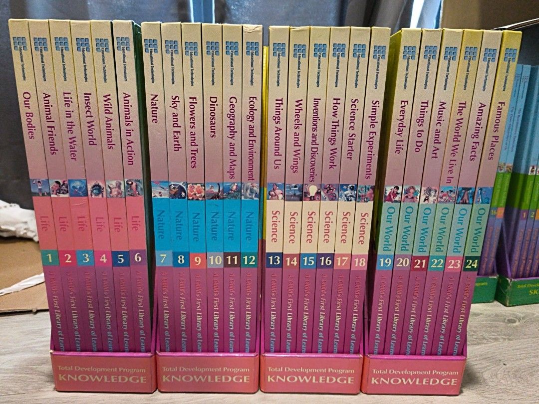 (Science) Total Development Program Knowledge Book Set (Category: Storybooks) located in Kuala Lumpur. Submitted by angelice1111 (Listing ID 1451169053, Image 1). Description: - Complete set of 24 books from the Total Development Program. Early Learning Program by Education Technologies Limited. - Covers a wide range of topics including Life, Nature, Science, Our World. - Books are numbered 1 through 24, with each focusing on a specific subject. 