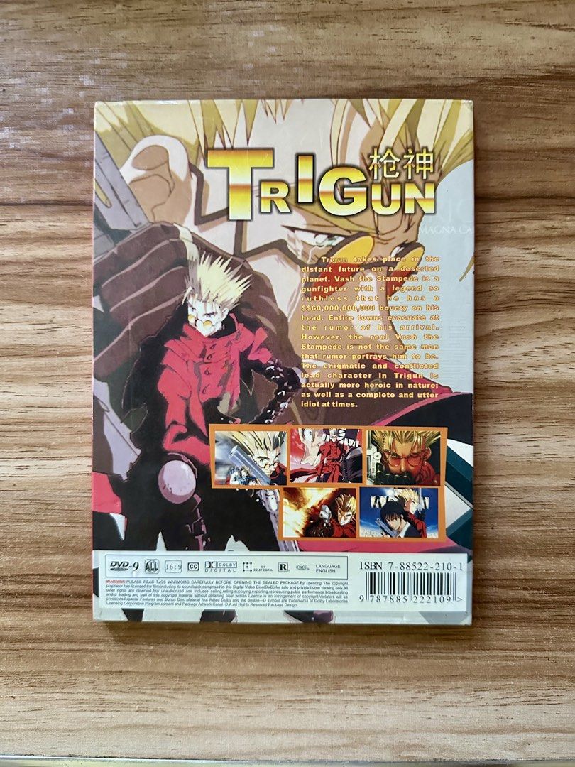 Trigun Anime Series (DVD) (Category: Comics & Manga) located in Batangas. Submitted by batang_90s_ako (Listing ID 1451191354, Image 2). Description: TRIGUN Animé Series DVD PS: Not Original -352 x 240 px resolution - Bought it late 2000 - Japanese Audio with English subtitle - Presentable package illustration cover 📍Batangas.