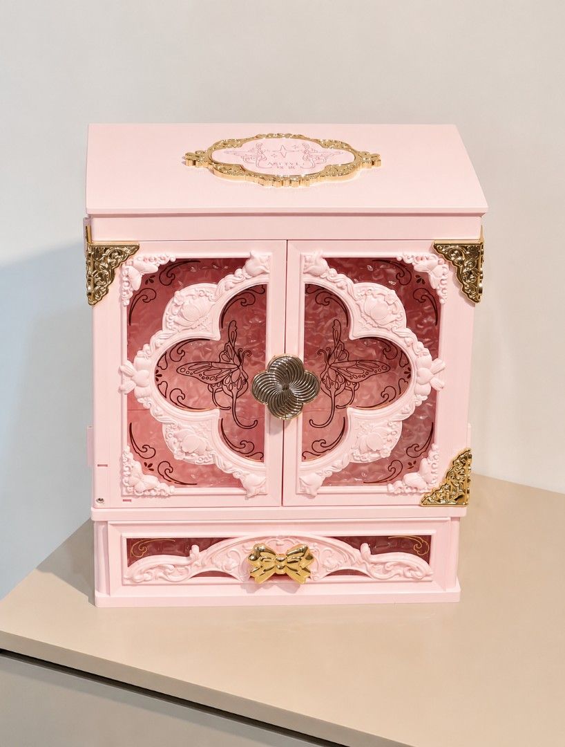 Meiyu Make up organizer with Mirror (Category: Accessory Holder, Box & Organizers) located in Quezon City. Submitted by carlapatricia1993 (Listing ID 1451134000, Image 2). Description: Meiyu Make Up Organizer with Mirror & Led light (Flower Knows inspired) Available in 2 colors: Pink & Cream Open for pick up, meet up, lalamove & j&t 🤍✨.