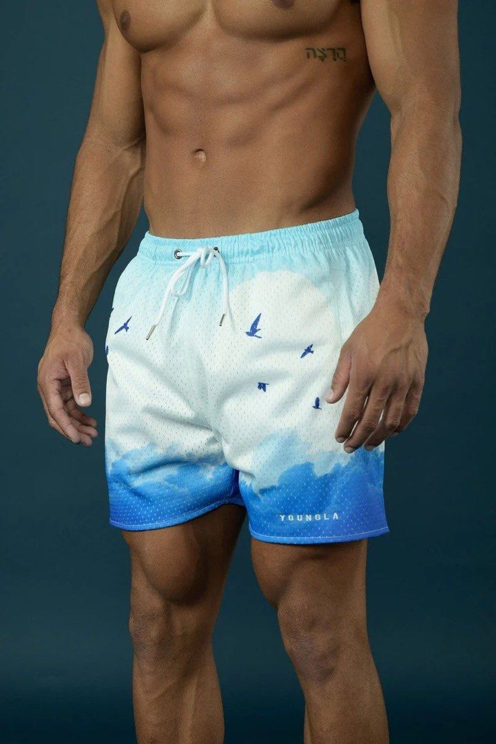 YOUNGLA Block Party Shorts (Category: Activewear) located in Bayombong. Submitted by rethreadsactivewear (Listing ID 1451224793, Image 1). Description: YOUNGLA Block Party Short Above the Clouds Small/Medium Like new 1299 only! MATERIAL: 100% Polyester. FIT: Relaxed. DESIGN: YoungLA presents you the Block Party Shorts. Made with breathable double-layer mesh, elastic band with extended print with round drawcords, 2 front pockets, and a back pocket