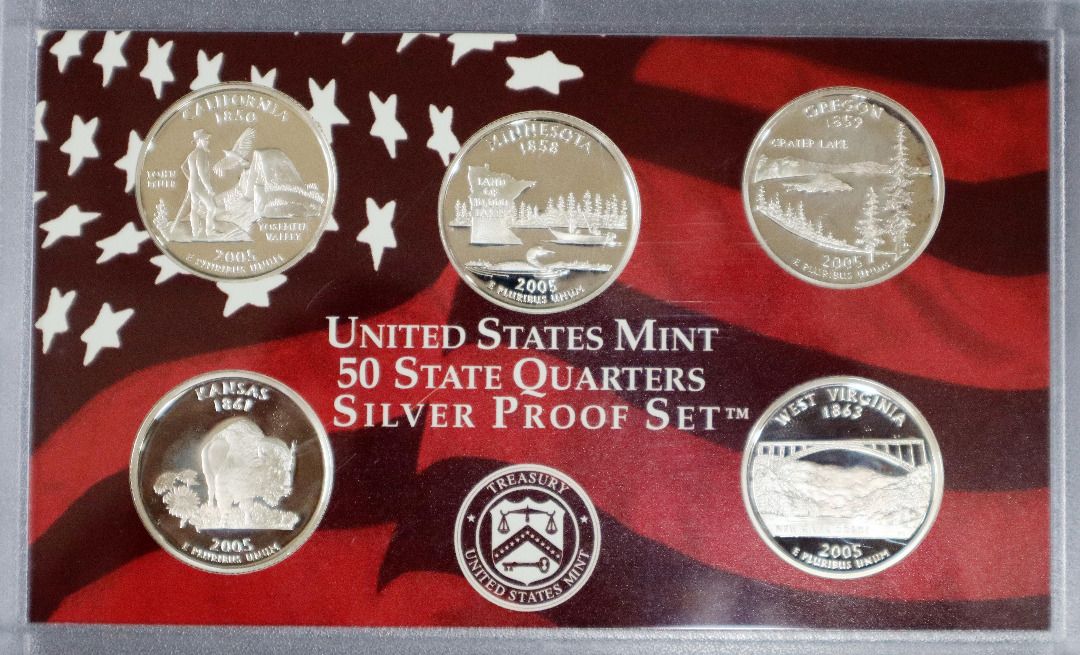 2005 United States Mint Silver Proof Set MINNESOTA (Category: Currency) located in Caloocan City. Submitted by oldbestseller72 (Listing ID 1451337348, Image 1). Description: - 2005 United States Mint Silver Proof Set - Includes the 50 State Quarters Silver Proof Set - Comes with Certificate of Authenticity (COA) - All coins are in protective cases - Ideal for coin collectors - Outer box shows some signs of wear.