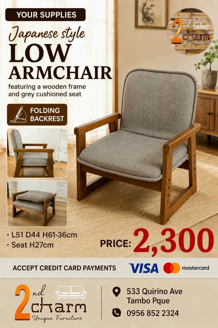 2nd hand Japandi low armchair | foldable backrest (Category: Chairs) located in Paranaque City. Submitted by feybelhaft (Listing ID 1451378981, Image 2). Description: 💳 𝐌𝐨𝐝𝐞 𝐨𝐟 𝐏𝐚𝐲𝐦𝐞𝐧𝐭 ✅ QR Ph Credit Card ✅️ GCash ✅ BDO Bank Transfer ✅ BPI Bank Transfer 📍 𝙋𝙖𝙮𝙢𝙚𝙣𝙩 𝙞𝙨 𝙢𝙖𝙙𝙚 𝙪𝙥𝙤𝙣 𝙥𝙞𝙘𝙠-𝙪𝙥 𝙛𝙧𝙤𝙢 𝙪𝙨..