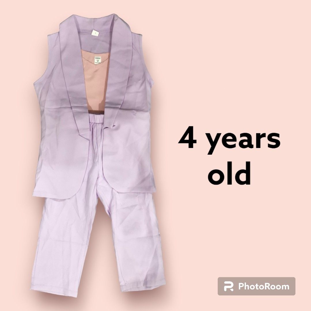 4y purple CEO coordinate. Shein (Category: Babies & Kids Fashion) located in Manila. Submitted by chavinstore21 (Listing ID 1451484431, Image 1). Description: Premium terno shein. Location :Dona Nicasia, Commonwealth, Quezon City. MOP :GCASH COURIER :LALAMOVE OR J&T DELIVERY. J&t sf rate: 65 for Metro manila / Luzon 100 for Visayas and minadanao. HAPPY ONLINE SHOPPING 😍.