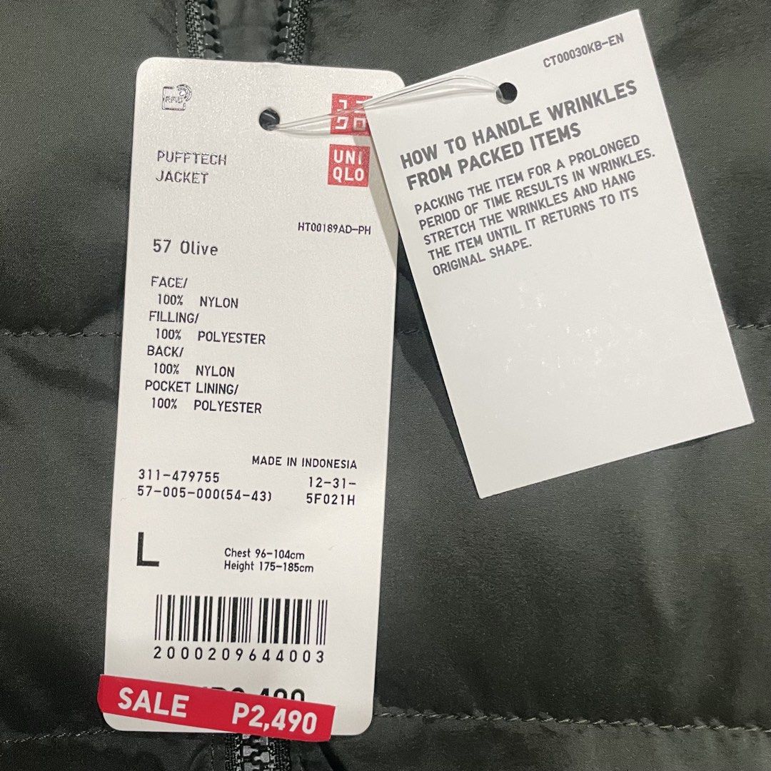 BNWT uniqlo pufftech olive green grey puffer zip up jacket (Category: Coats, Jackets and Outerwear) located in Cagayan de Oro. Submitted by andoodoo (Listing ID 1451329577, Image 3). Description: - Size: L - unused with tags, bought at discount - no issues - no when worn - dm for more info SF shouldered by buyer No refunds.