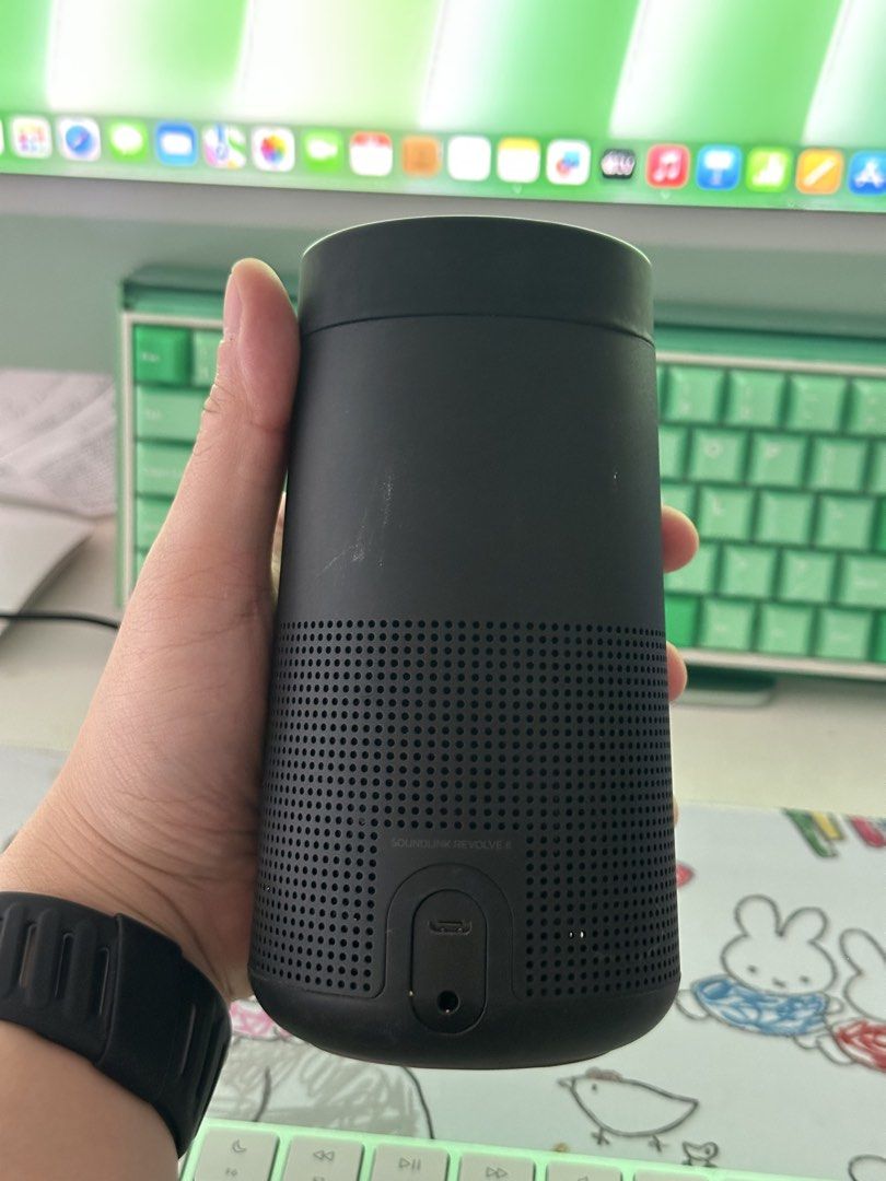 Bose SoundLink Revolve II Bluetooth Speaker (Category: Soundbars, Speakers & Amplifiers) located in Quezon City. Submitted by yoshiyama86 (Listing ID 1451405949, Image 2). Description: - Black Bose SoundLink Revolve+ portable wireless speaker - Delivers great sound quality - Connects easily via Bluetooth - Convenient volume and power controls on top - Charging port located at the bottom - Shows minor scuffs on the body, but functions perfectly - 