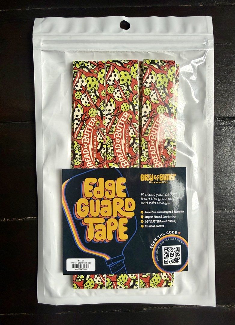 Bread & Butter Pickleball Edge Guard Tape - Multiple Designs (Category: Racket and Ball Sports) located in Manila. Submitted by raven810 (Listing ID 1442112652, Image 3). Description: - Protect your pickleball paddle with Bray & Butter edge guard tape. - Guards against damage from ground, walls, and wild swings. - Each pack includes tape for one paddle. - Available in multiple cool designs (tie-dye, tropical leaves, wavy patterns). - Easy to appl