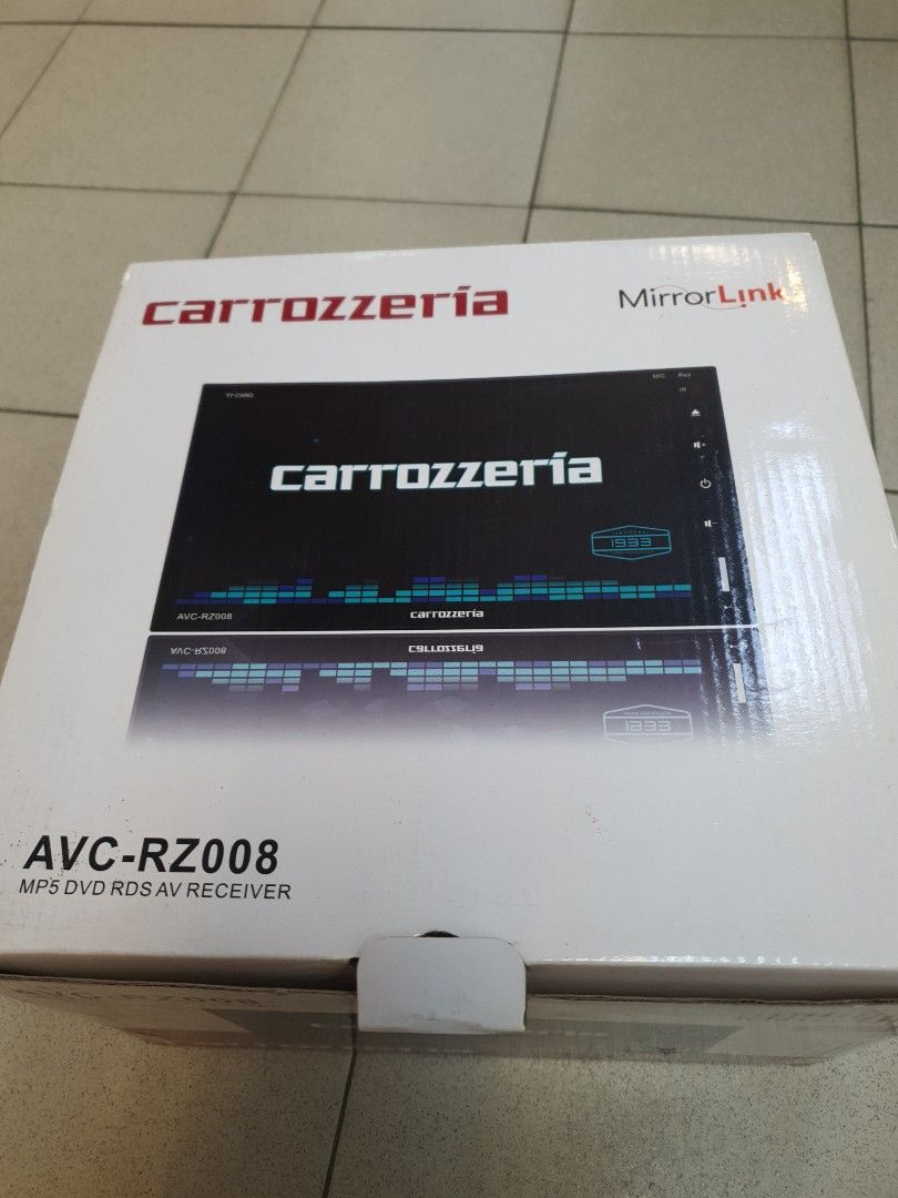 Carrozzeria AVC-RZ008 MP5 DVD RDS AV Receiver (Category: Soundbars, Speakers & Amplifiers) located in Johor Bahru. Submitted by astratech (Listing ID 1451377187, Image 1). Description: - Carrozzeria AVC-RZ008 AV Receiver - Plays MP5 and DVD formats - Features RDS (Radio Data System) - Includes original remote control - Comes with original packaging - MirrorLink compatible - Perfect for enhancing your car's audio system.