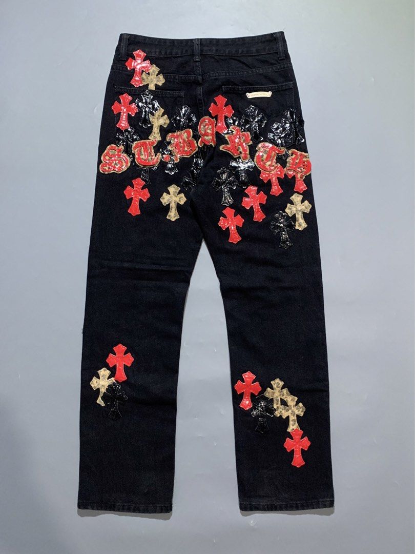 Chr0me Hearts Straight Cut Jeans (Category: Jeans) located in Mabalacat. Submitted by thrift_trap (Listing ID 1451371844, Image 2). Description: Waist: 30 Length: 40 Leg opening: 7.5 Condition: Excellent Issue (s): None Color rate: 9.5/10 Complete tags🏷️ Color may vary due lighting‼️.