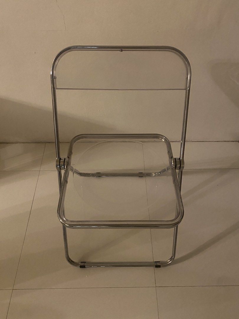 Clear Acrylic Folding Chair (Category: Chairs) located in Quezon City. Submitted by danicastillo (Listing ID 1451487363, Image 1). Description: • ₱1,000 for both / ₱600 per piece • Condition: 7/10 (scratches on the seat) • Brand: Mandaue Foam • Purchased date: August 2024 • RFS: Moving out • MOP: BPI/MariBank • MOD: Pick-up (Lalamove/Grab) • Location: Quezon City • Delivery fee will be shouldered by the buyer..