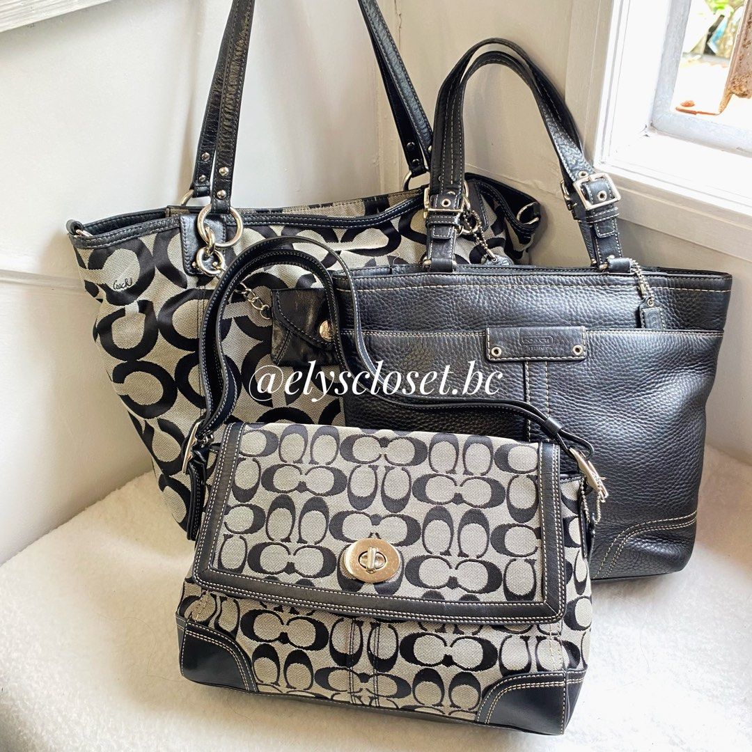 Coach Hamilton, Hampton and tote op art (Category: Shoulder Bags) located in Baguio. Submitted by elyscloset.bc (Listing ID 1451380670, Image 1). Description: Pm for other photos Hamilton 2500 Tote Op art 3k Hampton 4800 Take all 9500 prio.