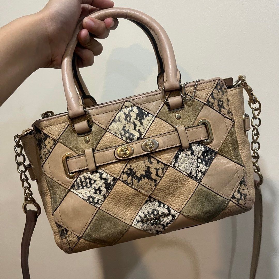 Coach Mini Blake Carryall in Snake Embrossed Patchwork Leather (Category: Luxury Bags & Wallets) located in Taytay. Submitted by second_couturecache (Listing ID 1451433075, Image 3). Description: Needed to spa! Yung sling replaced and repainted pero still from coach brand expect the hardware within below of the sling strap. Yung creed washed-off so I cannot read the model number anymore! YKK zippers! Selling for reasonable price so manage your ex