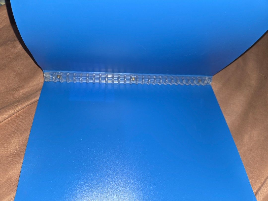 Compera blue B5 binder notebook soft cover (Category: Stationery & School Supplies) located in Quezon City. Submitted by nlbuenaventura (Listing ID 1451409280, Image 3). Description: Compera binder notebook just the binder, no paper leaves. B5 size 8 mm 26 rings blue soft cover.