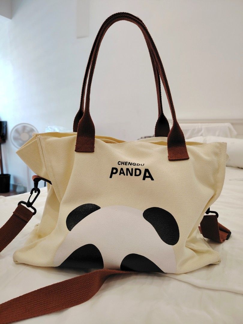 Cute Panda Tote Bag (Category: Tote Bags) located in Kuala Lumpur. Submitted by ladidadida73125 (Listing ID 1451427166, Image 1). Description: first pic colour is more like the actual product. the bag cloth material is soft and textured,very nice to touch thick material the bag has structure, can stand on its own, more sturdy and practical I bought this bag while travelling, ori price is like 40 ish got minor stain,but overall pretty new can pm m