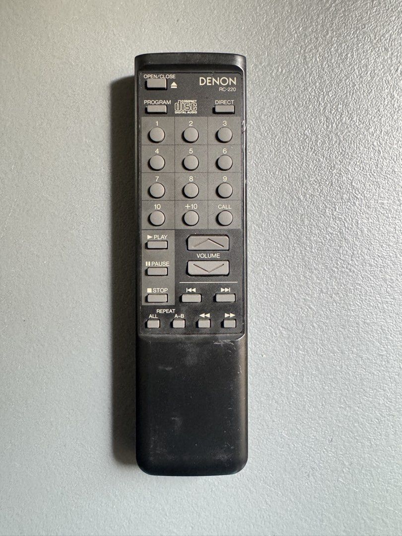 Denon CD RC 220 Remote Control (Category: Soundbars, Speakers & Amplifiers) located in Pasig City. Submitted by JMToysandCollectibles (Listing ID 1451388146, Image 1). Description: Denon CD RC 220 Remote Control PHP1,500 Working Pick up Or Delivery via Lalamove/ Grab MOP: Gcash/ BPI.
