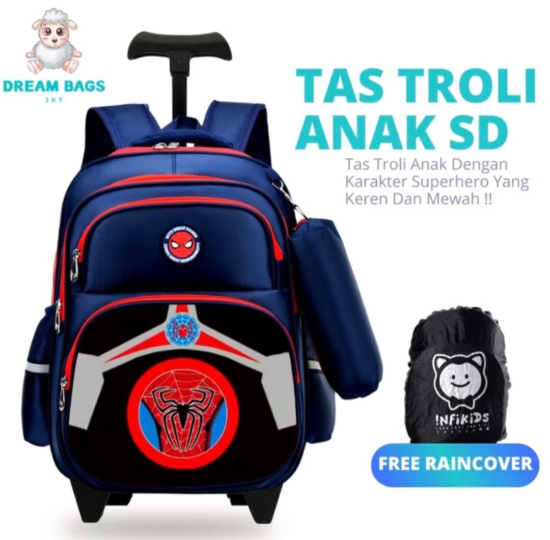Elementary School Character Trolley Backpack (Category: Backpacks) located in Taguig. Submitted by blackwidow_17 (Listing ID 1451481686, Image 3). Description: Used for a week. RFS: hindi kasya lahat ng books nd notebooks. Size: 41cm x 24cm x 31cm for elementary school grades 1-6.