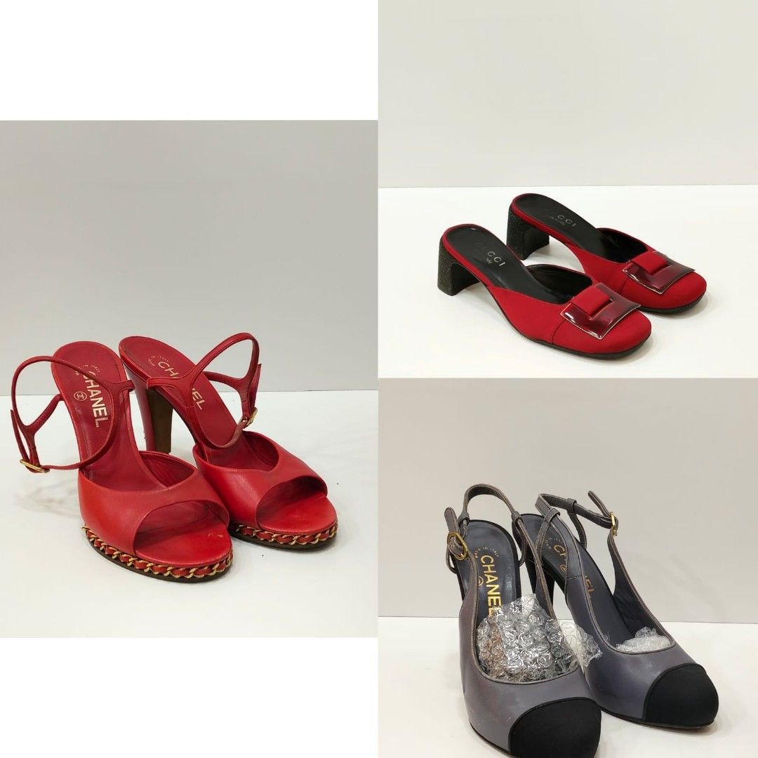 Fast Sale - Limited Stock 🔸Preloved AUTHENTIC Chanel Heels Red size : 39 @4.5 jt 🔸Preloved AUTHENTIC Gucci Mules Red size : 35.5 @2.950 jt 🔸Preloved AUTHENTIC Chanel Two Tone Slingback size : 39 @4.5 jt •Nett •Exclude ongkir 💚 (Kategori: Sepatu Wanita) berada di Depok. Dikirim oleh kiano_shoes (ID iklan 1451490800, Gambar 1). Deskripsi: .