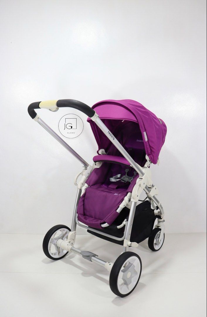 Fedora S9 Newborn Stroller Reversible Stroller from Korea (Category: Strollers) located in Valenzuela. Submitted by jgalano1 (Listing ID 1451441931, Image 2). Description: Stroller Brand: Fedora S9 Purple Lychee Condition: Used, good condition with few scratches. Age Recommendation: Newborn to toddler. Maximum weight limit is up to 20kgs. Features: -Fully recline -Reversible seat -Adjustable footrest -Removable bumper bar -5-point safety belt -Se