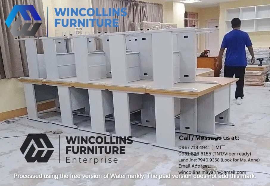 Freestanding Table / Training Table / Work Table / Study Table (Category: Tables & Sets) located in Quezon City. Submitted by wincocami_ (Listing ID 1451328117, Image 3). Description: Freestanding Table / Office Work Table / Staff Table Melamine scratch proof table top with grommet Metal modesty and legs Color: Light grey Size: 120cmLx60Dcmx76H.