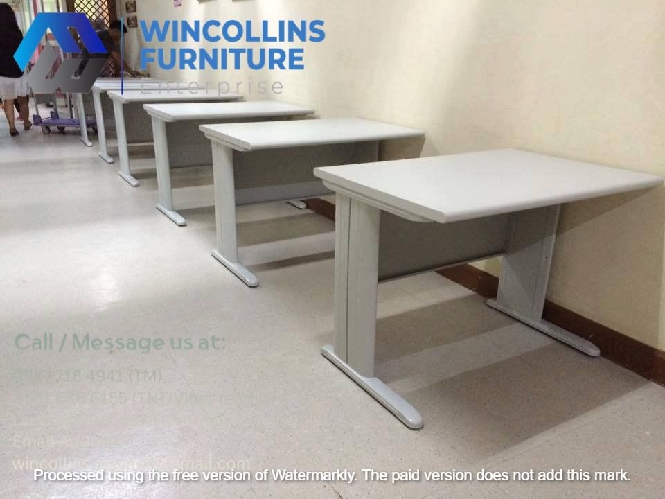 Freestanding Table / Training Table / Work Table / Study Table (Category: Tables & Sets) located in Quezon City. Submitted by wincocami_ (Listing ID 1451328117, Image 2). Description: Freestanding Table / Office Work Table / Staff Table Melamine scratch proof table top with grommet Metal modesty and legs Color: Light grey Size: 120cmLx60Dcmx76H.
