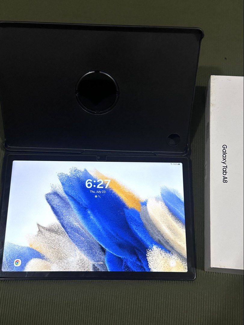 Galaxy Tab A8 64GB with box and case (Category: Android) located in Taguig. Submitted by graceeeee. (Listing ID 1451430318, Image 3). Description: - Samsung Galaxy Tab A8 - Excellent condition - No issues, no scratches, used indoors for 2-3 times only - 64GB Internal Storage - Includes original box and charger; unused charger and wired earphones - Comes with a case that can be used as stand - Can check before purchase if meetup - Payment first fo