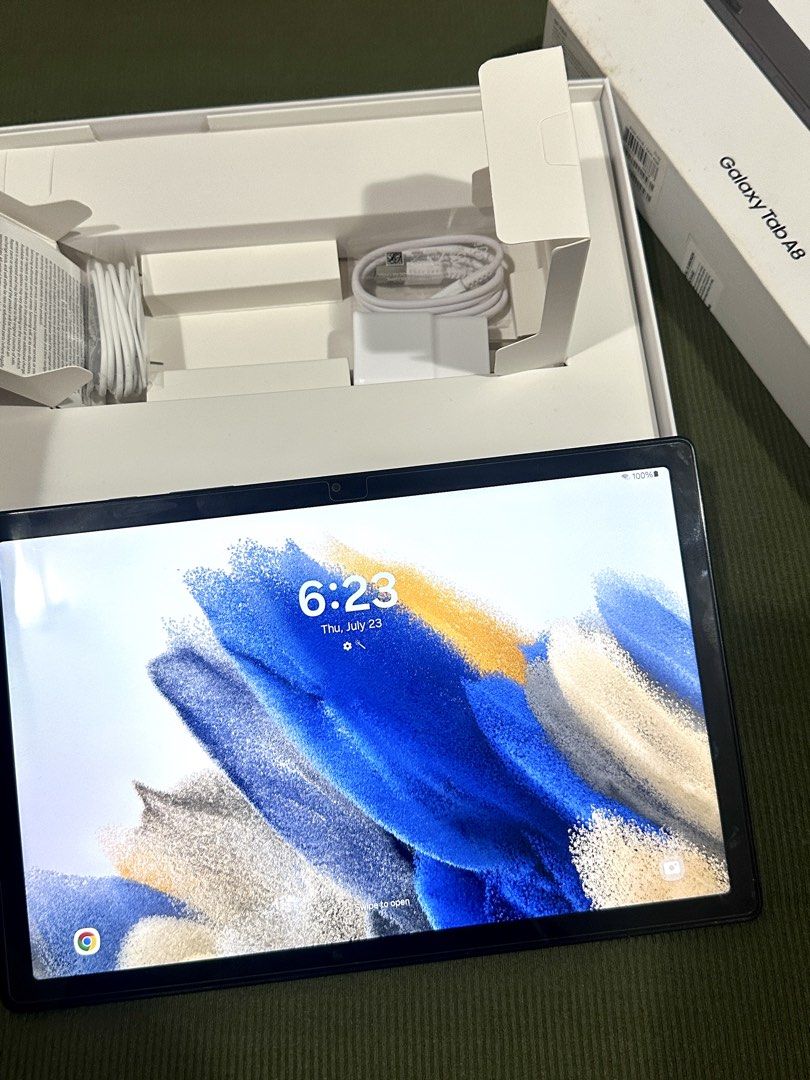 Galaxy Tab A8 64GB with box and case (Category: Android) located in Taguig. Submitted by graceeeee. (Listing ID 1451430318, Image 1). Description: - Samsung Galaxy Tab A8 - Excellent condition - No issues, no scratches, used indoors for 2-3 times only - 64GB Internal Storage - Includes original box and charger; unused charger and wired earphones - Comes with a case that can be used as stand - Can check before purchase if meetup - Payment first fo