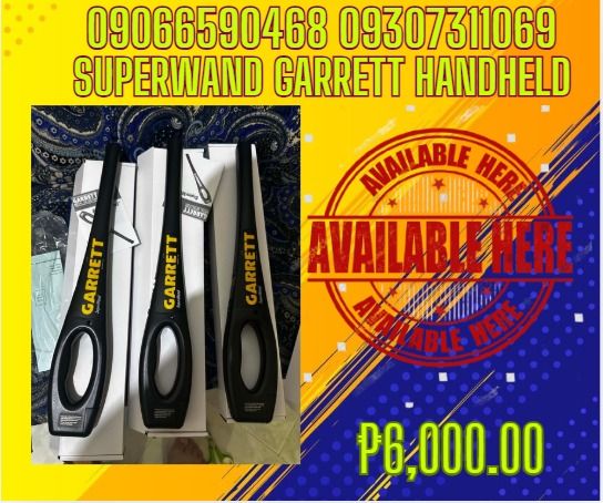 Garrett superwand handheld metal detector (Category: Construction Tools & Equipment) located in Aroroy. Submitted by 09307311069 (Listing ID 1451352179, Image 1). Description: With the rotary magnetic field design, it can detect 360-degree area It can accurately detect all tiny metal articles SOund and vibration alarm are optuional Control part: ON, OOF, vibration Indicating part: red light indicates alarm; green light indicates power and yellow 