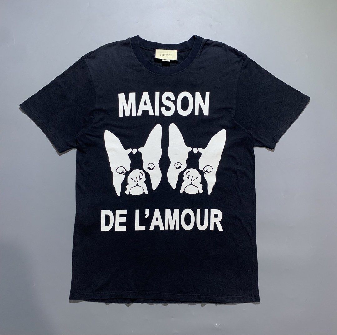 Gucci MAISON DE L’AMOUR Tee (Category: Activewear) located in Mabalacat. Submitted by thrift_trap (Listing ID 1451374751, Image 1). Description: Dimes: W19.5 x L29 (Size: S on tag) Condition: Excellent Issue (s): None Color rate: 9/10 Complete tags🏷️ Color may vary due lighting‼️.
