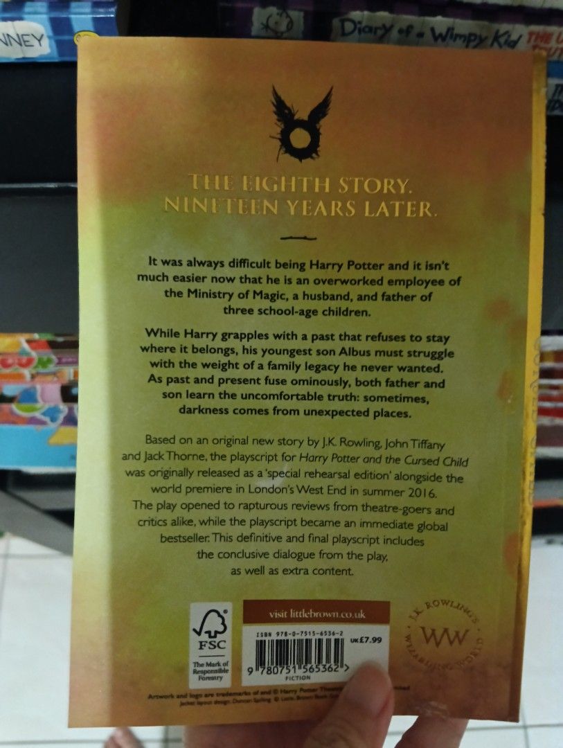 Harry potter (Category: Comics & Manga) located in Kuala Lumpur. Submitted by 8weetlov3 (Listing ID 1451472283, Image 2). Description: - 'Harry Potter and the Cursed Child' - Parts One and Two Playscript. - The eighth story, set nineteen years after the original series. - Dive back into the wizarding world with this unique play script format. - A must-have for any dedicated Harry Potter fan..