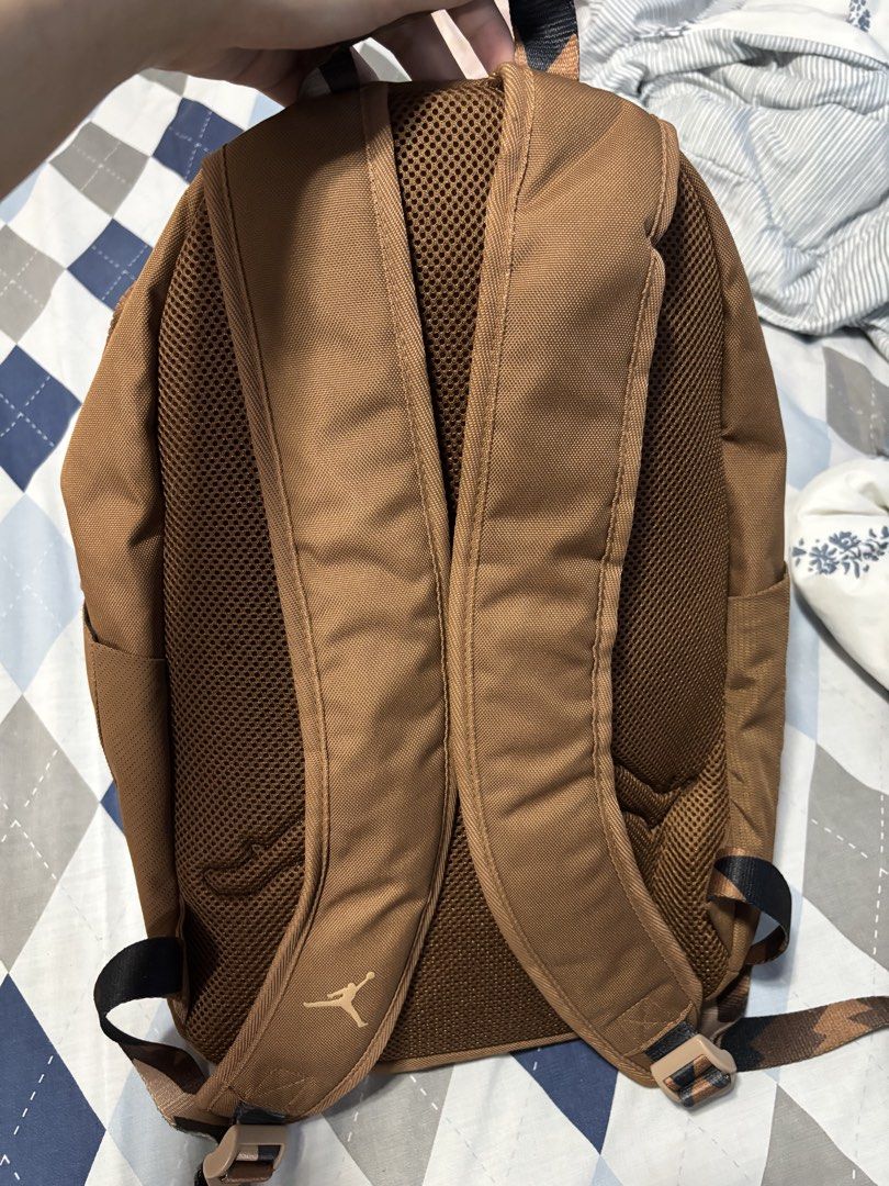Jordan MVP Brown Backpack (Category: Backpacks) located in Antipolo. Submitted by sweetesyam (Listing ID 1451423461, Image 3). Description: - Brown Jordan backpack - Main compartment with inner sleeve for laptop - Two convenient front zip pockets - Padded straps for comfortable carrying - Ideal for everyday use, work or school.