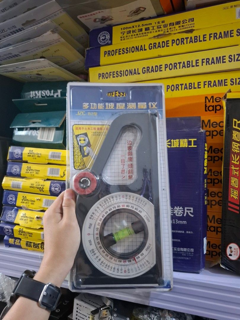 JYC Multi-function Angle Finder Level Tool (Category: Construction Tools & Equipment) located in Caloocan City. Submitted by aicadc (Listing ID 1451386264, Image 1). Description: - JYC Multi-function Angle Finder - Accurately measures angles and slopes - Features a built-in bubble level for precise readings - Easy-to-read dial for quick measurements - Ideal for construction, renovation, and DIY projects - Multiple units available upon request.