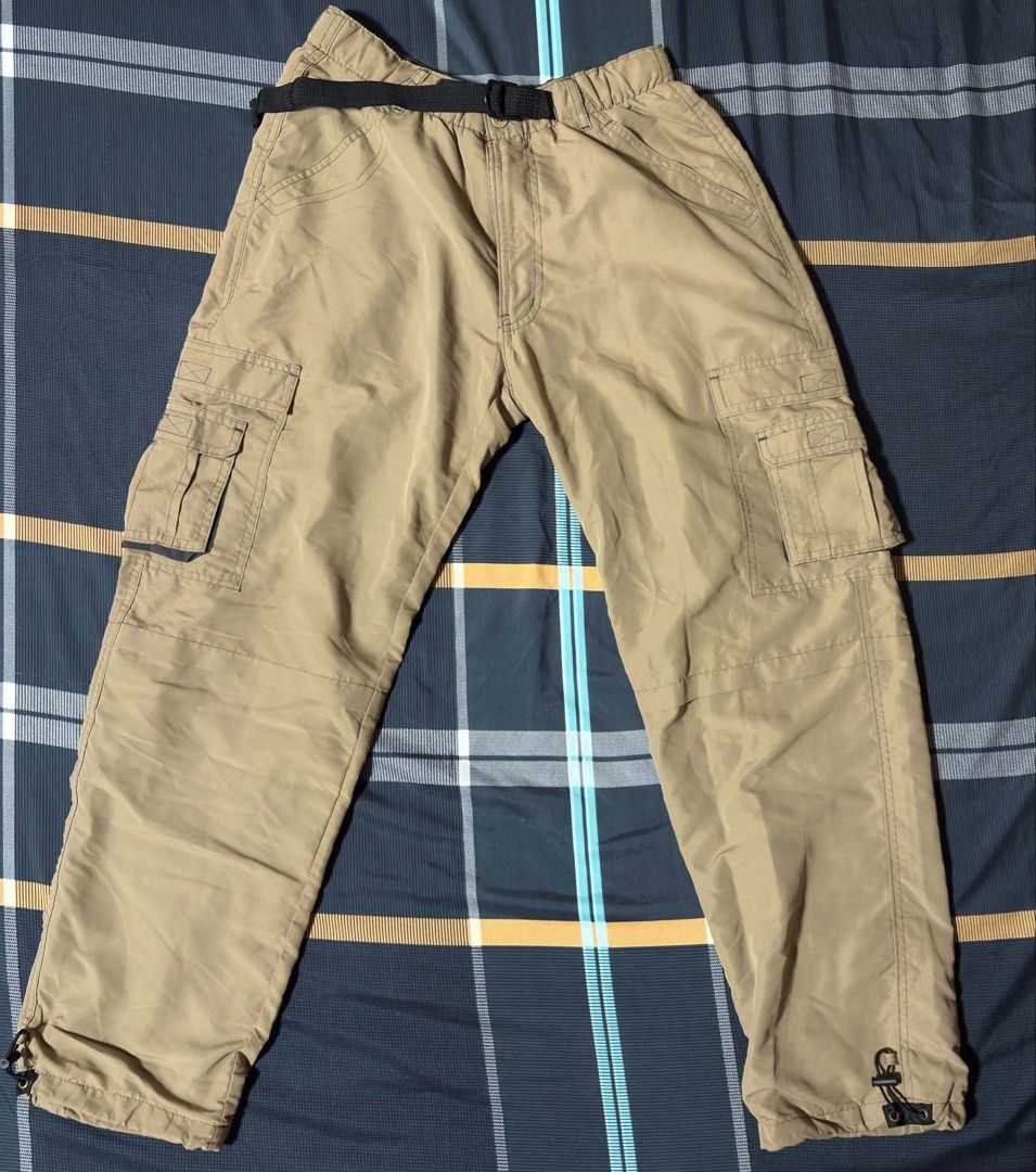 Khaki Cargo Pants with Belt (Light Fleece lining inside) (Category: Jeans) located in Quezon City. Submitted by 11zerofive (Listing ID 1451399032, Image 1). Description: - Khaki cargo pants with light fleece lining inside - Elastic waistband with belt - Multiple side pockets - Adjustable drawstring at ankles - Ideal for casual wear or outdoor activities - Comfortable fit.