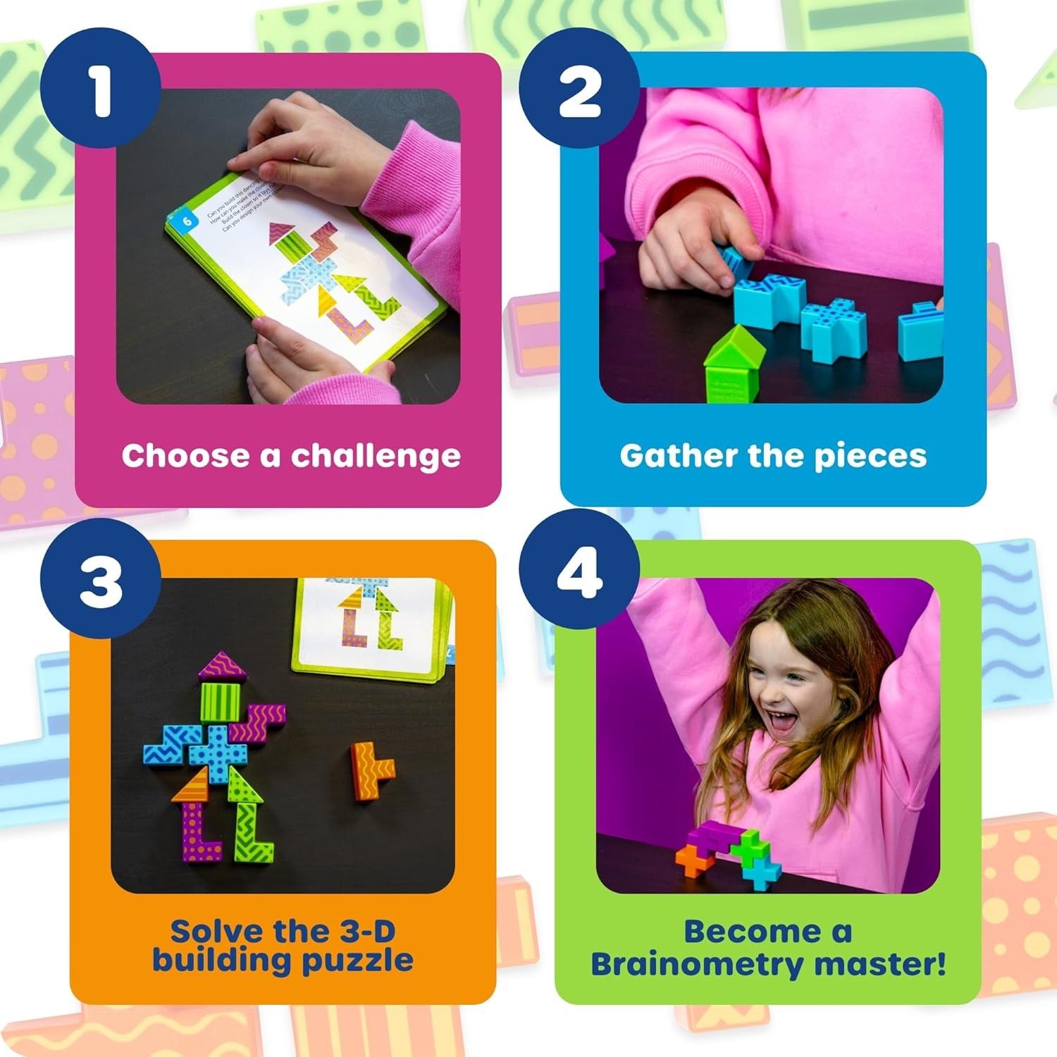 Learning Resources STEM Explorers Brainometry (Category: Educational & Learning Toys) located in Singapore. Submitted by fun.workz (Listing ID 1451372479, Image 3). Description: SOLVE the secrets of the shapes! STEM shape puzzles build critical thinking and problem solving skills! TRAIN your brain with tricky sorting and geometry challenges! 10 STEM CHALLENGES included! AGES 5+.