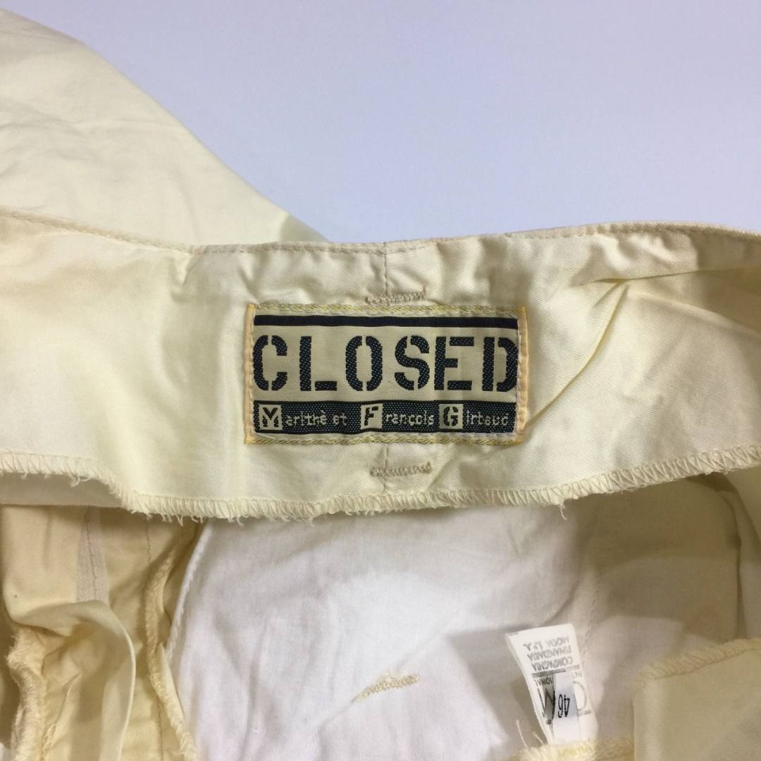 VINTAGE 70s Marithe Francois Girbaud CLOSED Archive Pants (Category: Trousers) located in Pagsanjan. Submitted by ovothrift (Listing ID 1451468947, Image 2). Description: size 28 length - 41 hem - 8 thigh - 13.5 authentic very good condition issue - purple stains only on left leg near hem (RARE) MADE IN ITALY The Founders: Marithé Bachellerie and François Girbaud started the brand in Italy in 1975 under a different name, eventually renaming it Cl