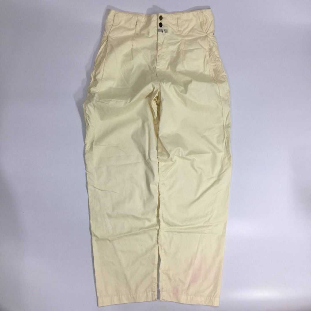 VINTAGE 70s Marithe Francois Girbaud CLOSED Archive Pants (Category: Trousers) located in Pagsanjan. Submitted by ovothrift (Listing ID 1451468947, Image 1). Description: size 28 length - 41 hem - 8 thigh - 13.5 authentic very good condition issue - purple stains only on left leg near hem (RARE) MADE IN ITALY The Founders: Marithé Bachellerie and François Girbaud started the brand in Italy in 1975 under a different name, eventually renaming it Cl